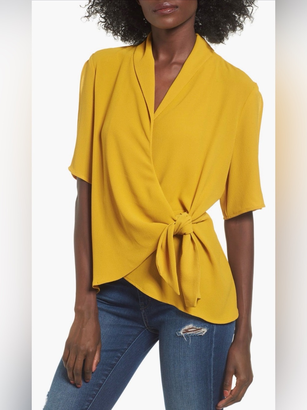 NWT Leith Tie Front Wrap Top Olive Tawny Size Medium